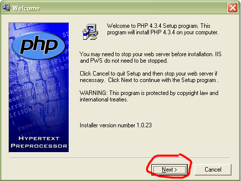 Установка PHP. Шаг №1